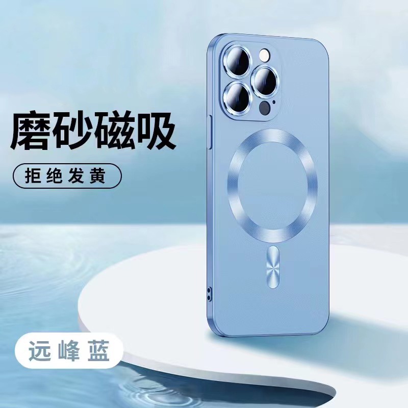 【Magnetic case/Matte Soft case】Ốp Điện Thoại Mềm Kết Cấu Mờ Với Miếng Dán Bảo Vệ Ống Kính Máy Ảnh Cho compatible for iPhone 12 13 14 pro max