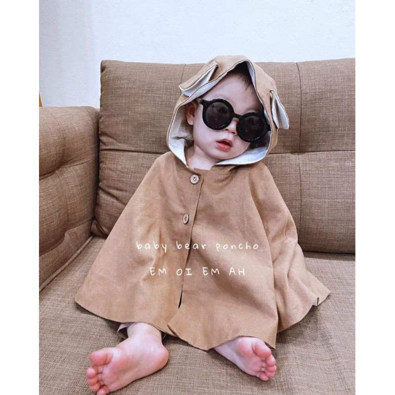 Áo choàng cho bé phối mũ hình thú đáng yêu - Baby Poncho