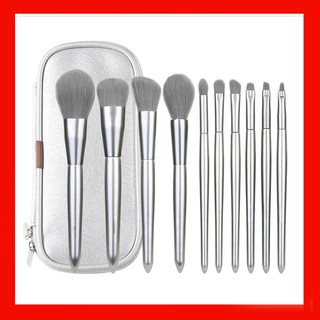 Bộ cọ trang điểm 10 cây thân bạc kèm bao da sp000004