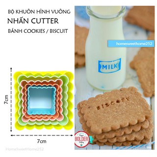 Bộ khuôn nhấn bánh cookie cutter hình vuông