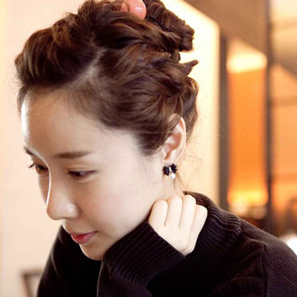 Đôi Khuyên Tai Hình Nơ Đính Ngọc Trai Giả Thời Trang Cho Nữ