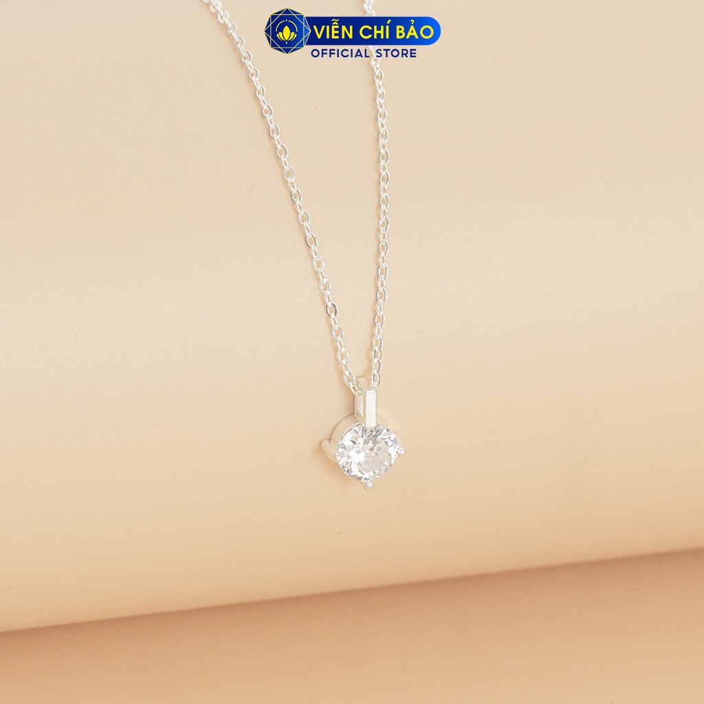 Dây chuyền bạc nữ đính đá nhỏ đơn giản chất liệu bạc 925 thời trang phụ kiện trang sức nữ Viễn Chí Bảo D400473