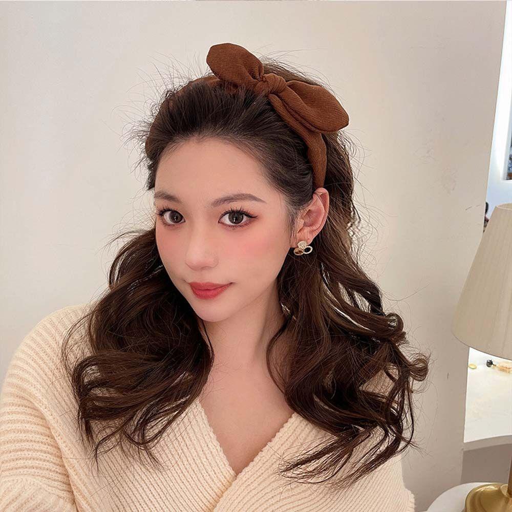 Băng Đô Nơ Bằng Vải Nhung Màu Đỏ Rượu Thời Trang