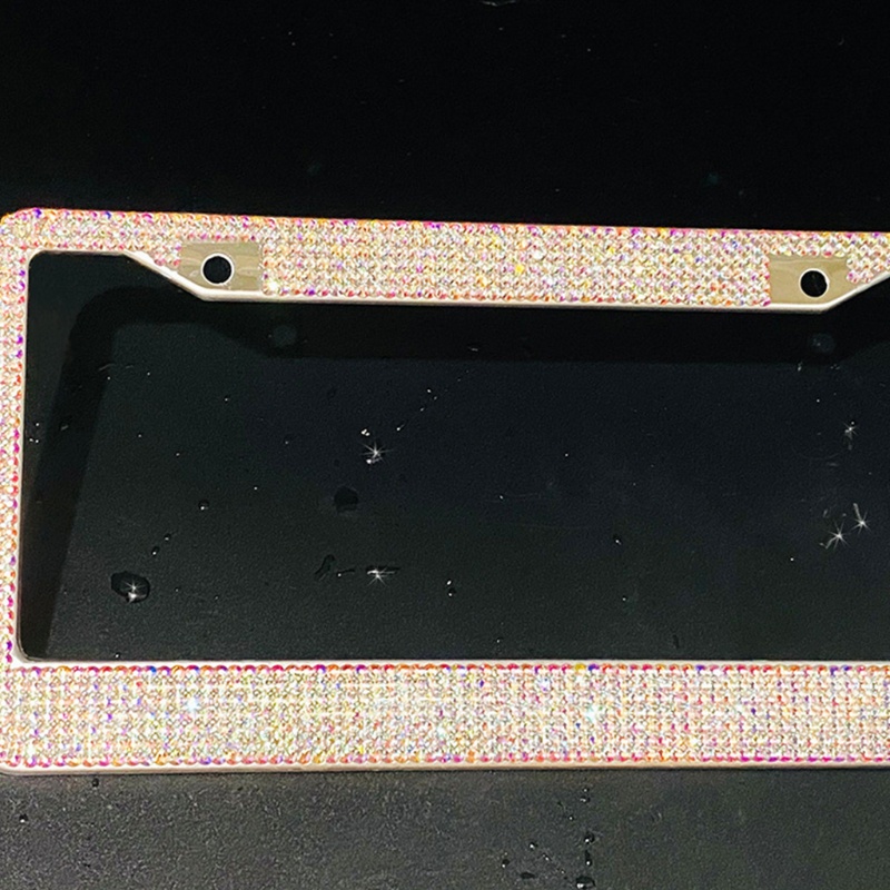 Khung Biển Số Xe 2 Lỗ Đính Đá Màu Hồng Sang Trọng