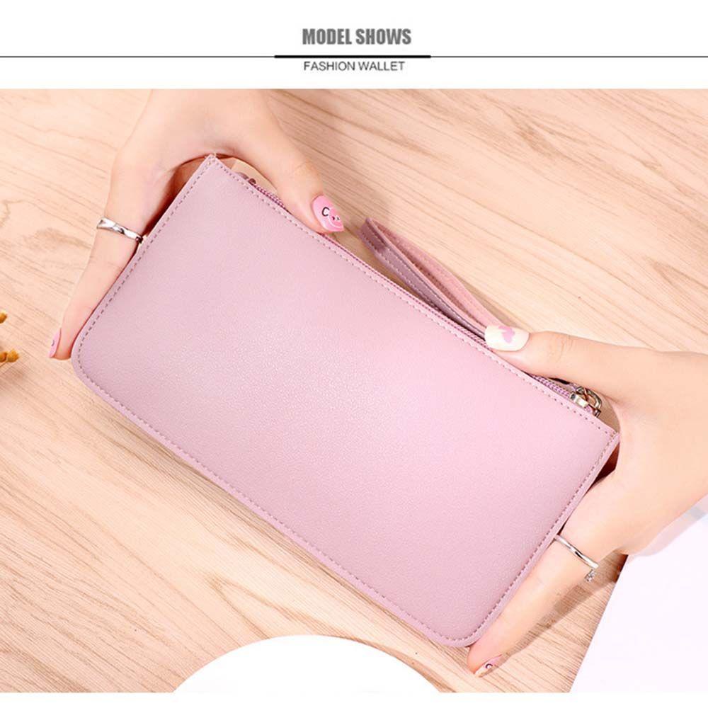 Ví Cầm Tay Dáng Dài Màu Trơn Phối Khóa Kéo 1 Ngăn Đựng Tiền / Điện Thoại