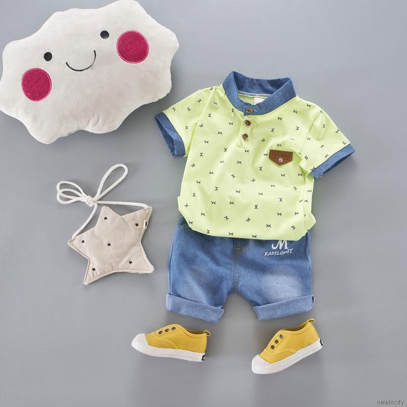 Set áo thun polo &amp; quần short đáng yêu cho bé trai