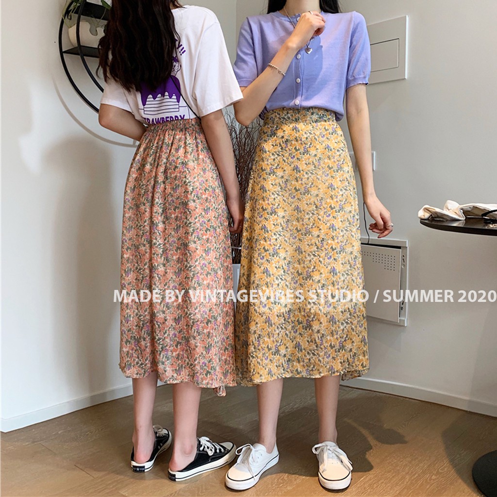 🚛[FREESHIP] Chân váy midi hoa nhí Ulzzang (hàng QC) - ẢNH THẬT TỰ CHỤP | BigBuy360 - bigbuy360.vn