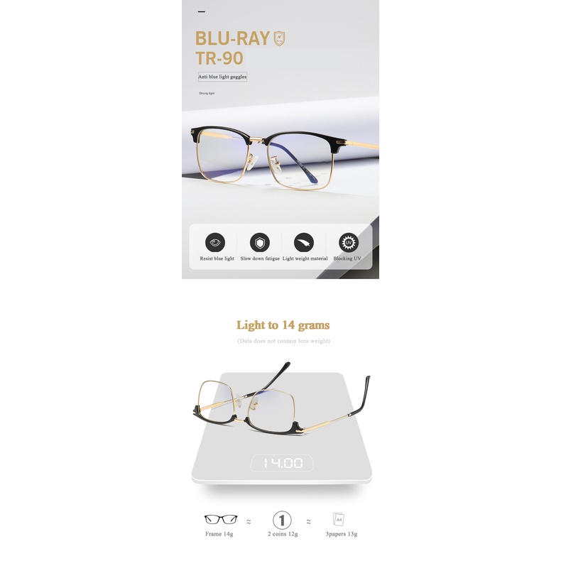 Mắt kính ZEliN TR90 1828 retro chống ánh sáng xanh xem máy tính cho học sinh