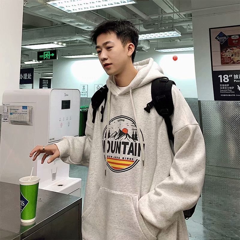 Áo Hoodies Tay Dài Hoạ Tiết In Phong Cách Hàn Quốc Size M-2Xl