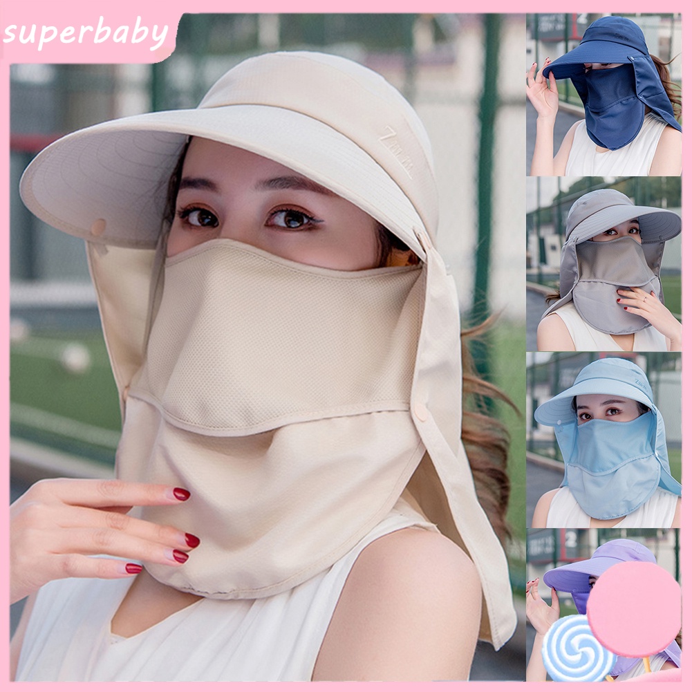 Mũ chống nắng vành rộng che mặt và cổ chống tia UV thoáng khí thích hợp khi đi biển