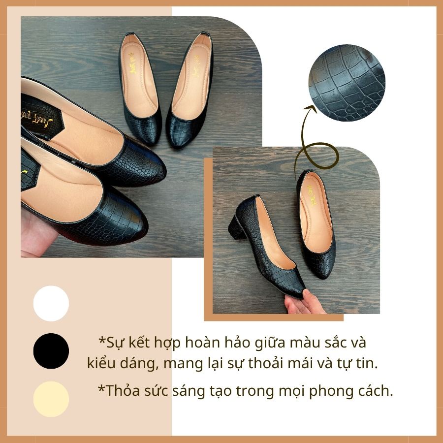 Giày Cao Gót Nữ Bít Mũi 3cm - 5cm Vân Da rắn Sang Chảnh. Giày Hoàng Thanh G5