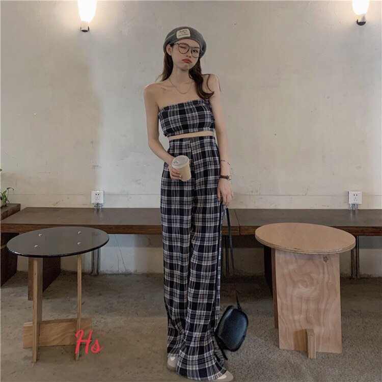 Set Bộ Kẻ Áo Quây Croptop + Quần Jogger Cực Hot Có Ảnh Thật Tự Chụp + Đánh Giá X.Store