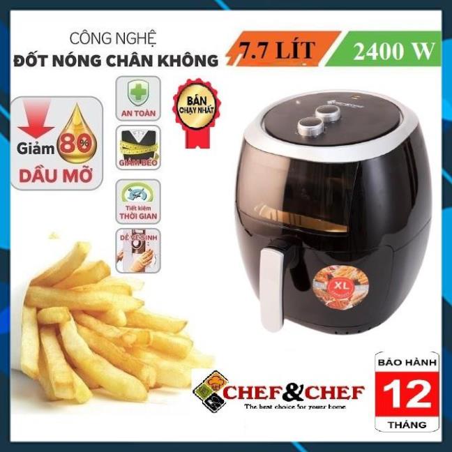 NỒI CHIÊN KHÔNG DẦU CHEF&amp;CHEF 7,7L vs 6,5L và 5,5L BẢO HÀNH 12 THÁNG