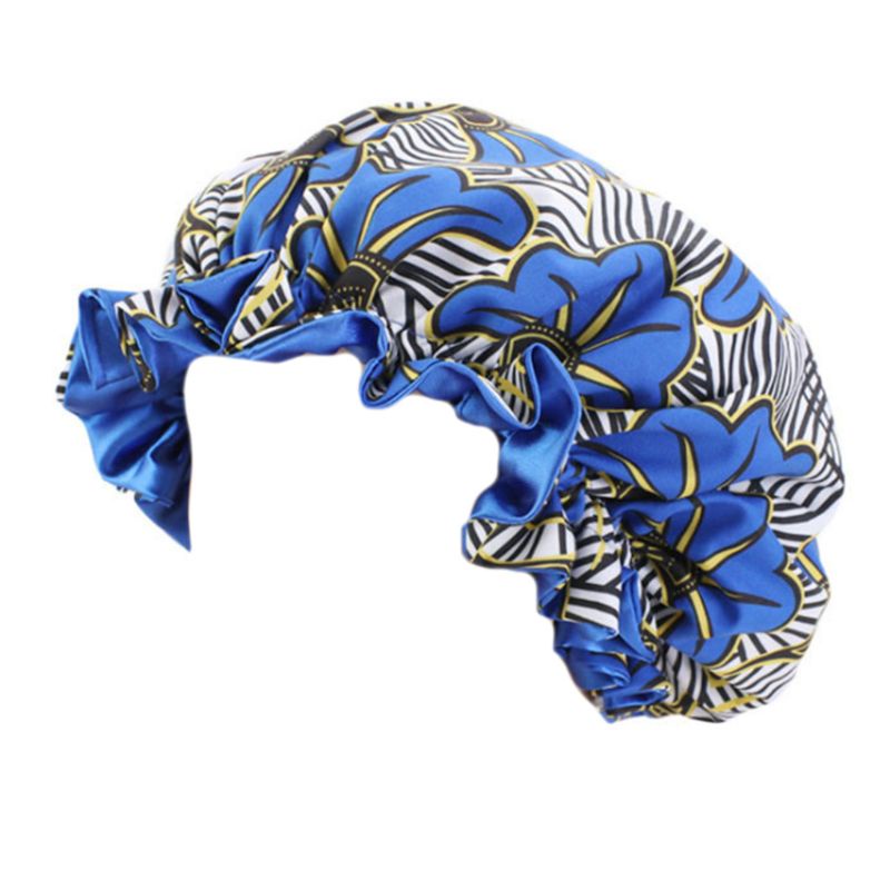 Han Mũ Satin Hai Lớp Siêu Lớn Ankara Bonnets Có Thể Đảo Ngược Viền Gợn Sóng Lớn Co Giãn Khi Ngủ Cho Nữ