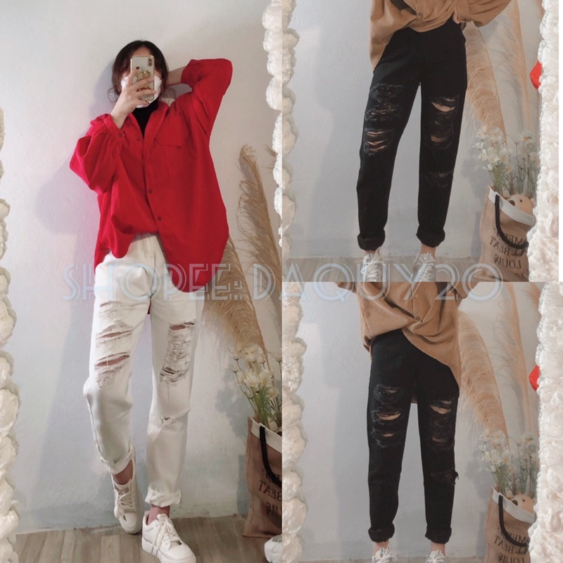 Quần bò baggy rách🌸DAQUY20🌸quần jeans baggy rách cực hot👉ảnh thật cuối | BigBuy360 - bigbuy360.vn