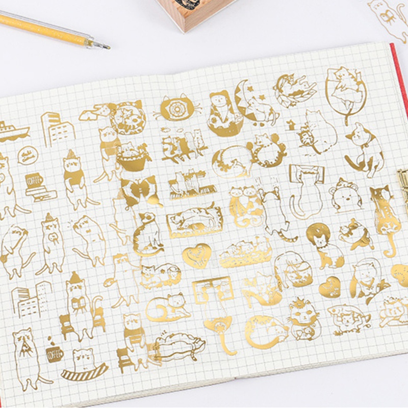 Bộ 6 Tấm Sticker Nhựa Hình Mèo Dễ Thương Dùng Làm Trang Sức DIY