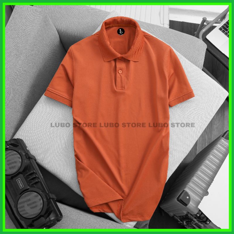 Áo thun nam polo cổ trụ cá sấu màu cam đất