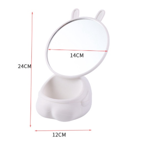 TD566 Gương trang điểm để bàn tai thỏ lắp ráp và xoay ngược phong cách Hàn Quốc - Sindecor