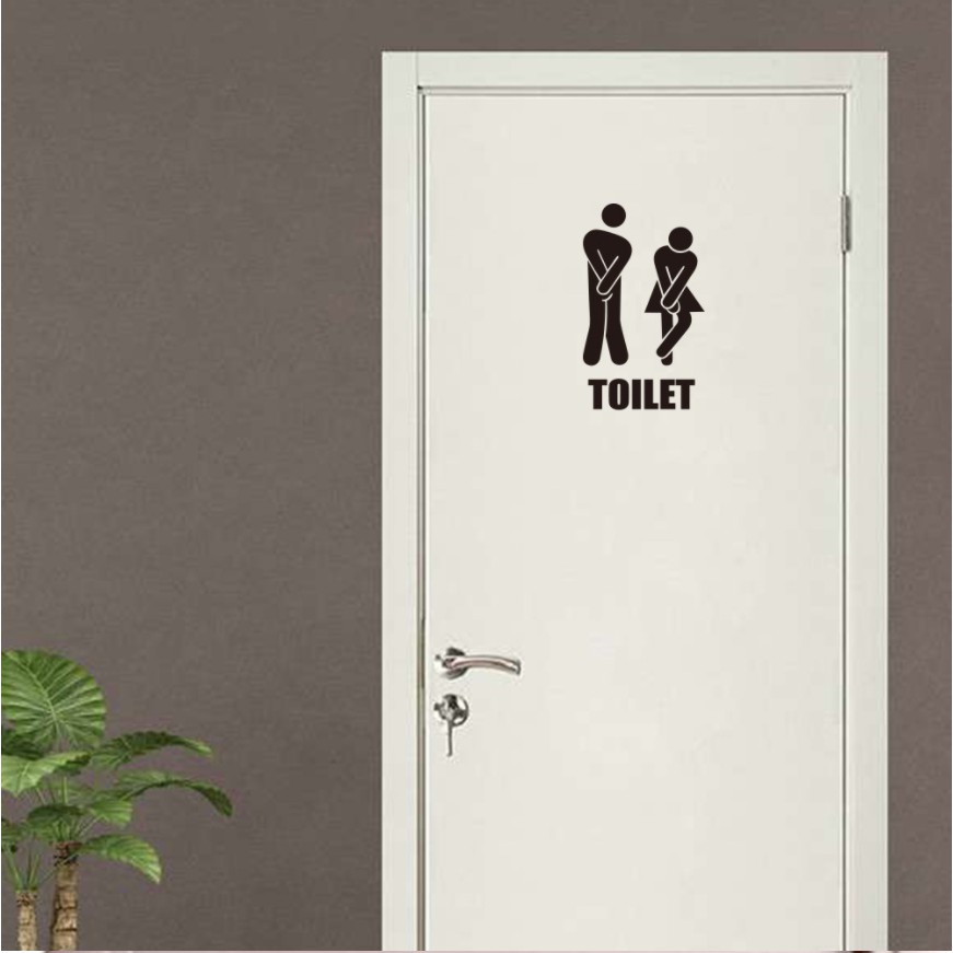 Decal dán tường - Bảng Toilet Nam Nữ đen