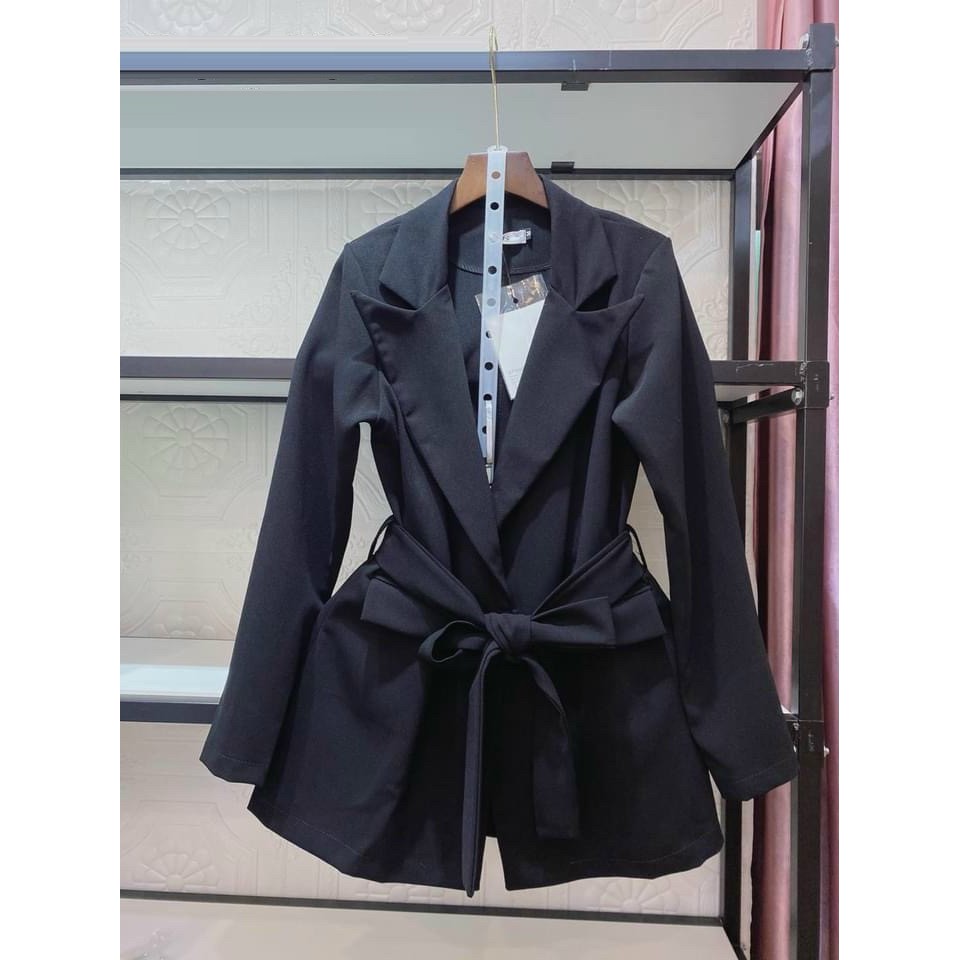 Áo vest kèm thắt lưng sang chảnh JOY BABE 🤍 mix nhiều kiểu như blazer, giả đầm thắt eo trắng đen dài giấu quần AV 1 -9A