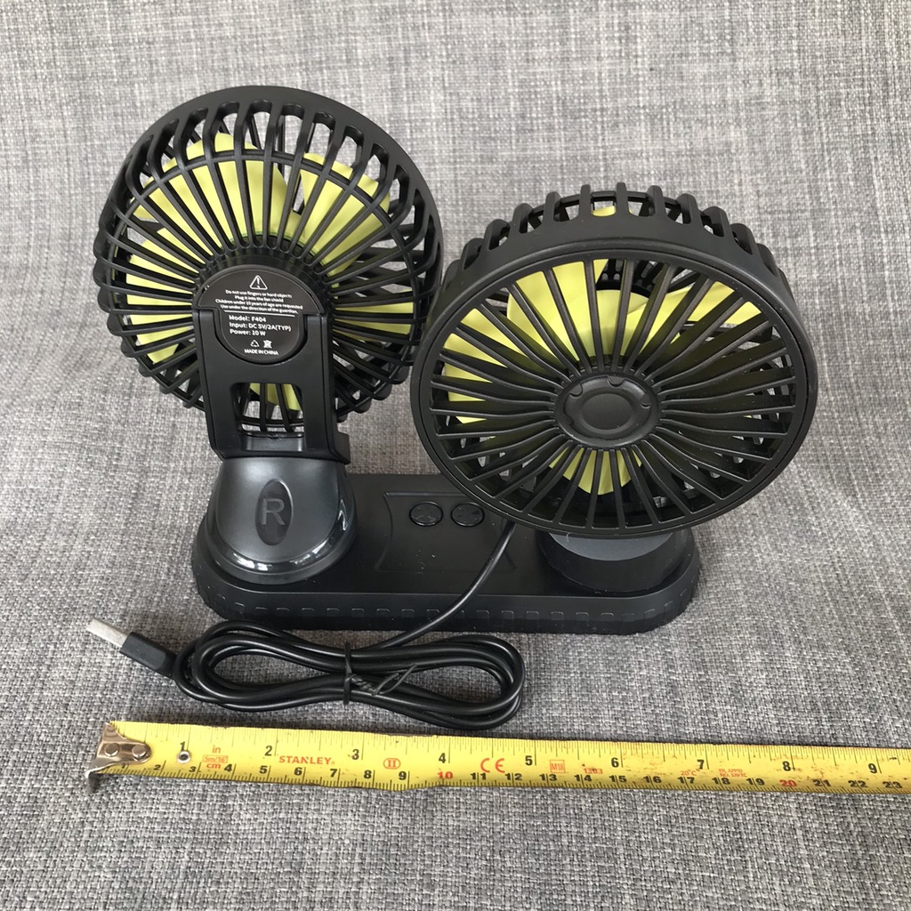 Quạt đôi 5V xoay 360 độ dùng cho ô tô, xe tải