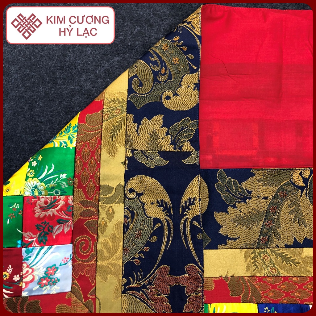 Khăn Trải Ban Thờ,Đạo Tràng Gấm Ngũ Sắc Trang Trí Bàn Thờ Mật Tông [Kim Cương Hỷ Lạc] Loại 1 Giá Tốt