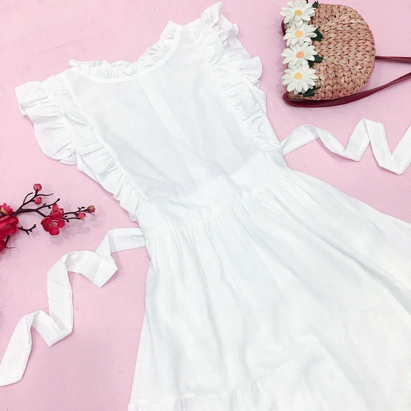 Đầm trắng 3 tầng tay bèo (kèm hình thật)
