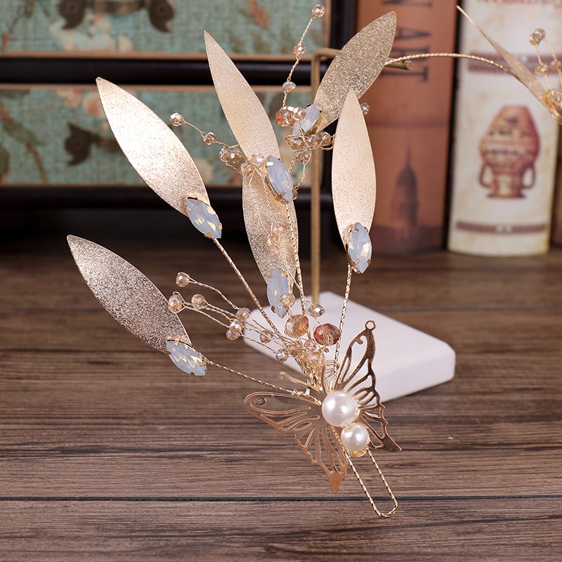 Băng đô cài tóc hình bướm đính đá nhân tạo lấp lánh