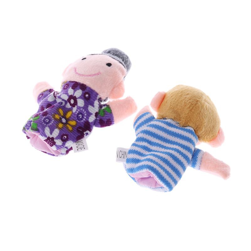 6PCS Kids Baby Family Finger Puppets Plush Cloth Doll Play Game Learn Story