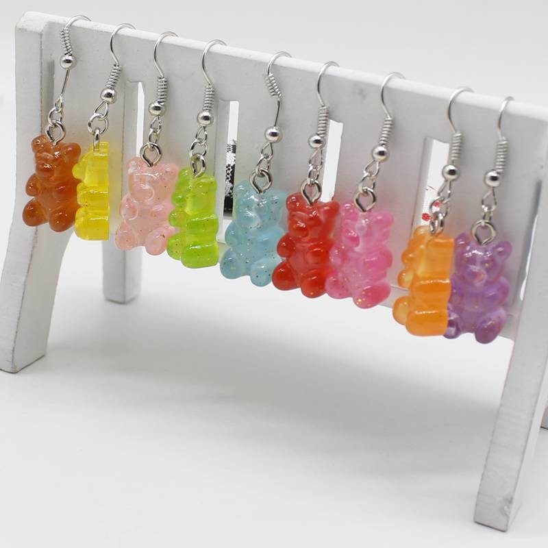 Statement Minimalist Dangle Earring Jelly Polychromatic Gummy Bear Drop Earrings Fashion Ear Stud Earings for Women