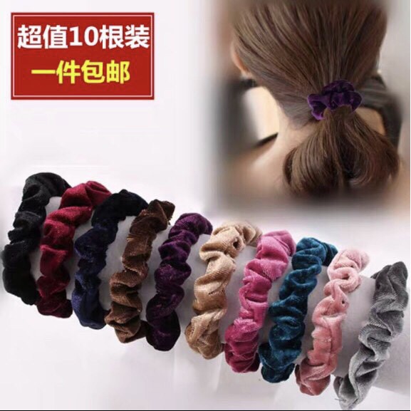 Cobmo 12 Dây Cột Tóc Nhung Trơn Nhiều Màu 【】