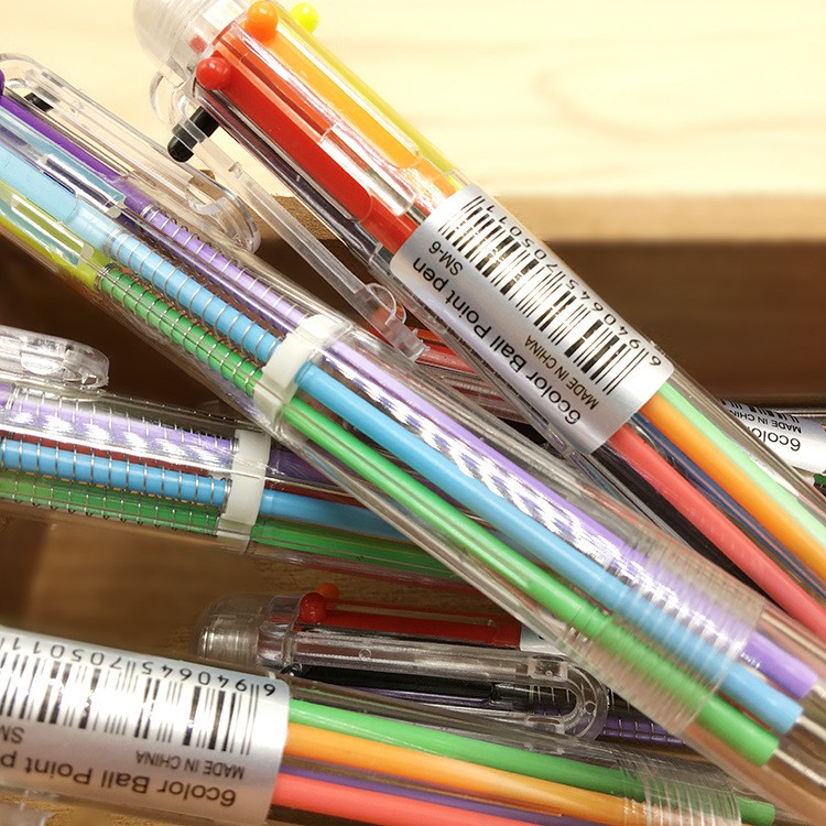Bút chì trong suốt 6 trong 1 bút dầu nhiều màu cho văn phòng nhà trường