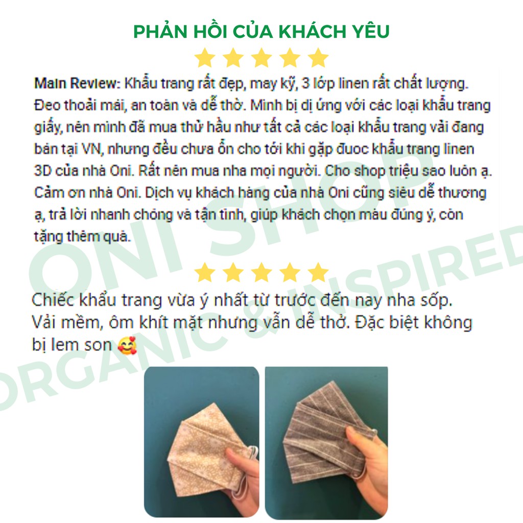 Khẩu trang vải 3D nam nữ ✨MẪU MỚI FREESHIP✨3 LỚP linen cotton màu trơn ngẫu nhiên phù hợp đi làm mẹ bé gia đình- onishop