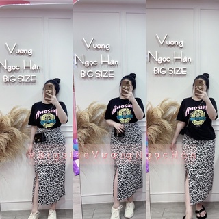 Set áo thun + chân váy beo dài bigsize