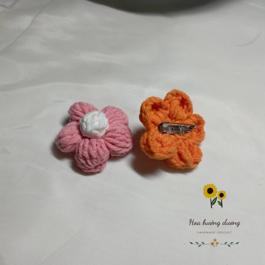 Ghim pin cài áo hình bông hoa len 5 cánh handmade , trang trí