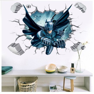 Decal Dán Tường Tranh 3D Người Dơi- decal batman có keo sẵn dễ dàng dán tại nhà