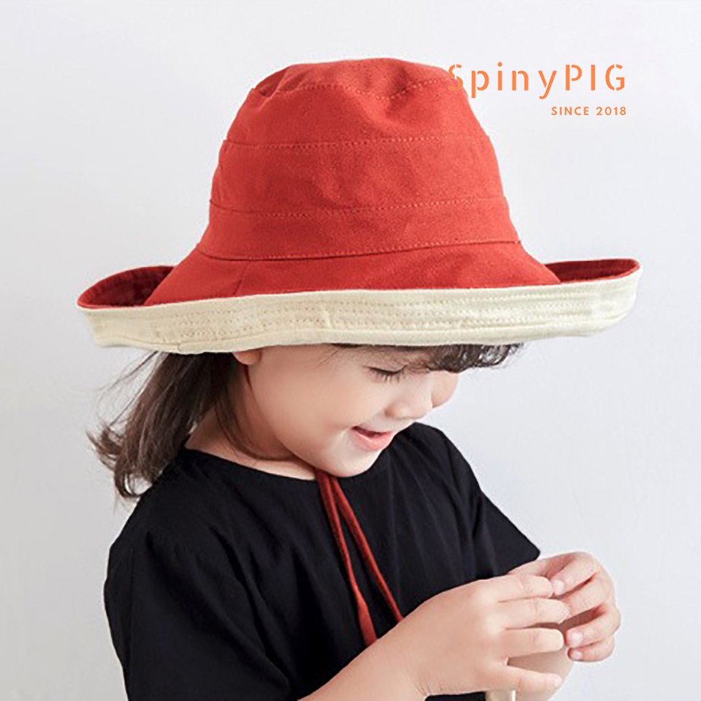Mũ cho bé trai và bé gái 2-8 tuổi thiết kế vành rộng có dây buộc nhiều màu sắc cực kỳ thời trang