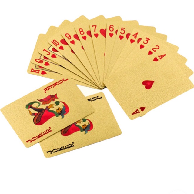 BỘ BÀI POKER NHỰA PVC NHŨ VÀNG 24K CHỐNG THẤM NƯỚC (kèm hộp đựng )