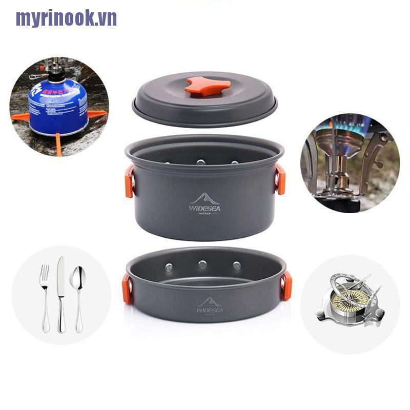 <rinook>Camping Tableware Outdoor Cookware Set Pots Tourist Equipment Utensils Hiking