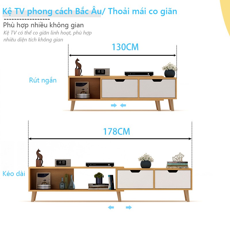 Tủ kệ Tivi đơn giản hiện đại phong cách Bắc Âu đồ nội thất cỡ nhỏ phòng kháchFU91Y/FU91W