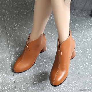 Giày Bốt Da Mềm Cao Gót Thời Trang Cho Nữ