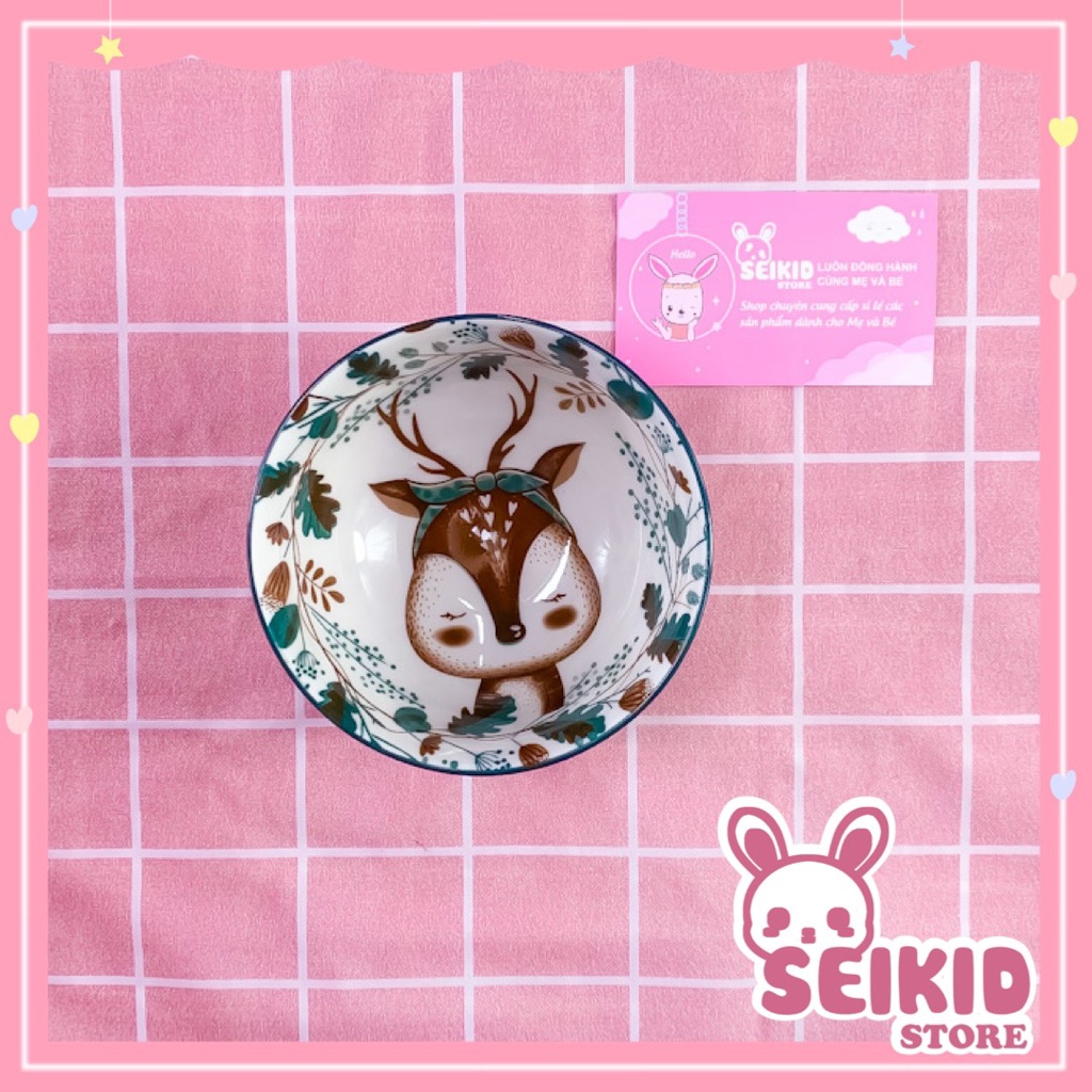 Bát sứ ăn dặm hình con vật ngộ nghĩnh cho bé 320ml Seikid Store