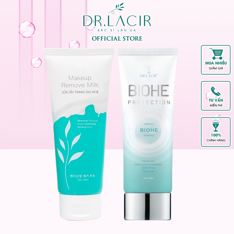 [NEW] Bộ Chăm Sóc Da Mặt DR.LACIR (Kem Chống Nắng Sinh Học 60ml + Sữa Tẩy Trang Dịu Nhẹ 120ml) DR103 DR103