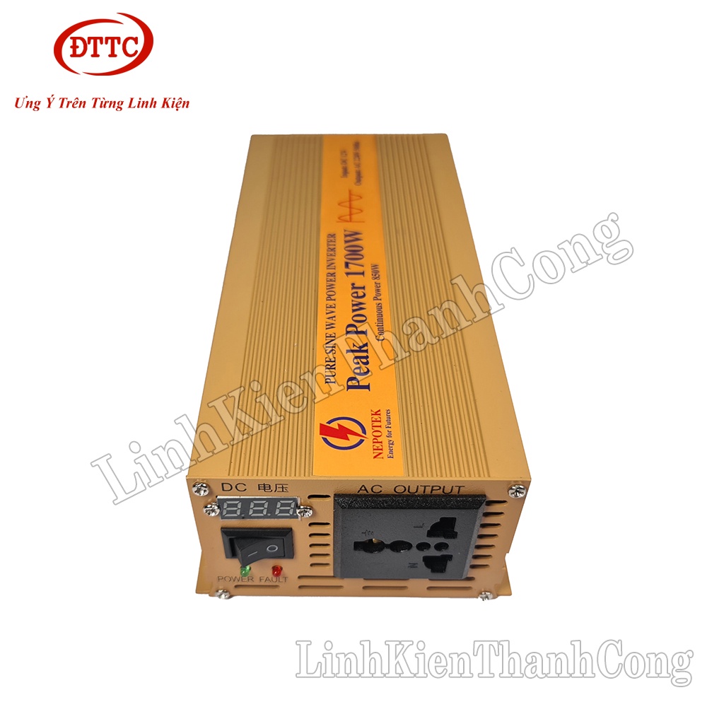 Inverter Sin Chuẩn 12V Lên 220VAC 1700W