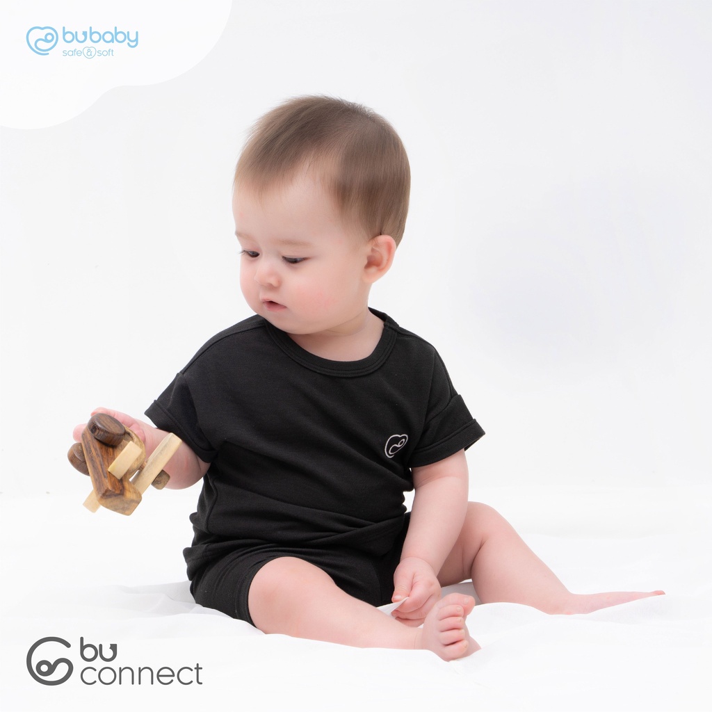 Bu baby] Áo cộc, quần cộc Bubaby Black and White cho bé trai bé gái