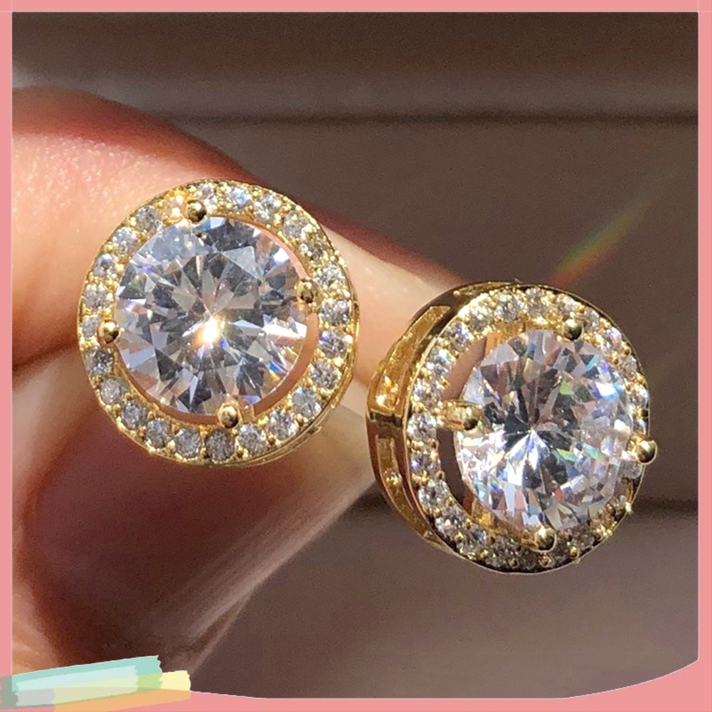 Bông Tai Hình Tròn Bằng Hợp Kim Đính Đá Sang Trọng Thời Trang Cho Nữ