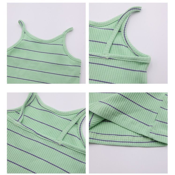 Áo Thun Sát Nách Kẻ Sọc Kiểu Hàn Quốc Thời Trang Mùa Hè Dành Cho Bé Gái