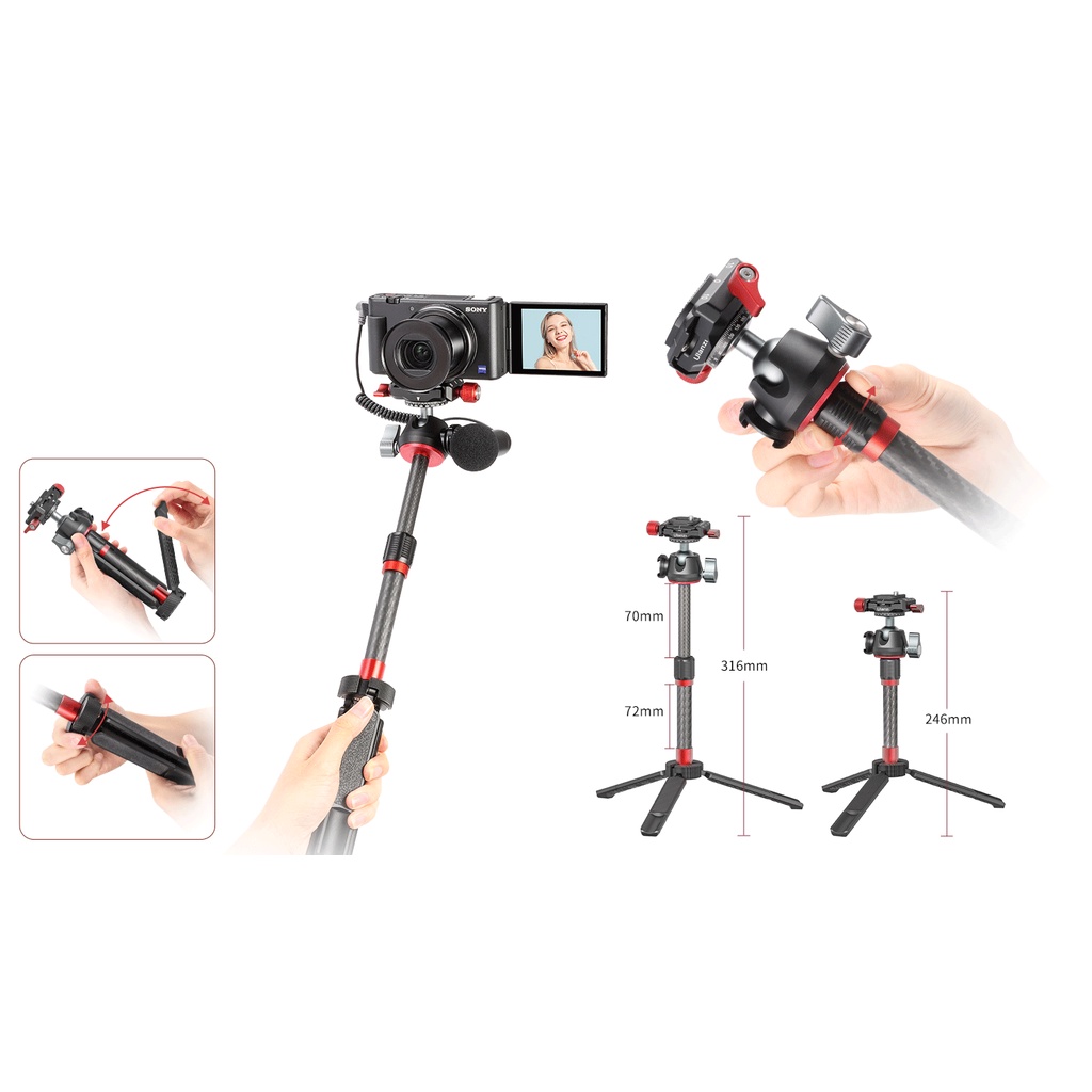 ULANZI MT-43 - HÀNG CHÍNH HÃNG - Chân Tripod tích hợp Ballhead xoay 360, có thể gập gọn lại