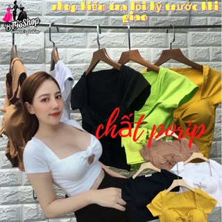 Áo Kiểu Nữ Croptop Thun Borip Thắt Nơ Có Mút Ngực Mẫu Mới Siêu Thời Trang 2020_Hàng Có Sẵn