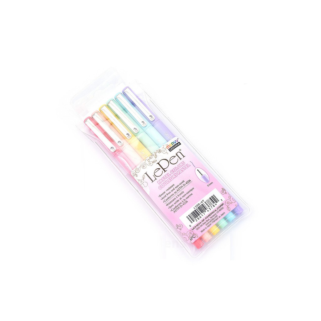 Bộ bút lông kim Marvy Lepen 4300, 0.3mm - 6 màu Pastel